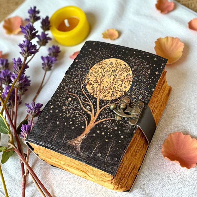 Leatherooze - Venta al por mayor Diario/agenda - Diario de Grimorio de Cuero – Libro de las Sombras Árbol de la Luna7