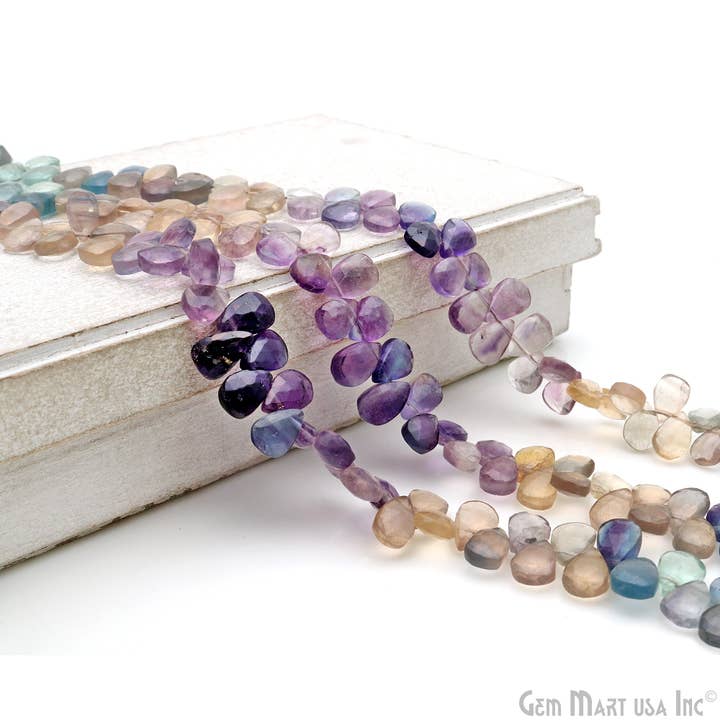 GemMartUSA - Wholesale Beads - Fluorite Pears Briolette Beads, 8 Inch Gemstone Strand,9x7mm