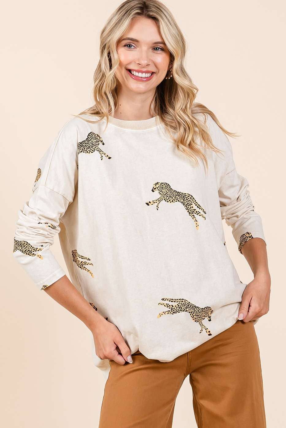 mittoshop - Wholesale Knit Top - Women's - MINERAL WASH CHEETAH PRINT LONG SLEEVE TOP17