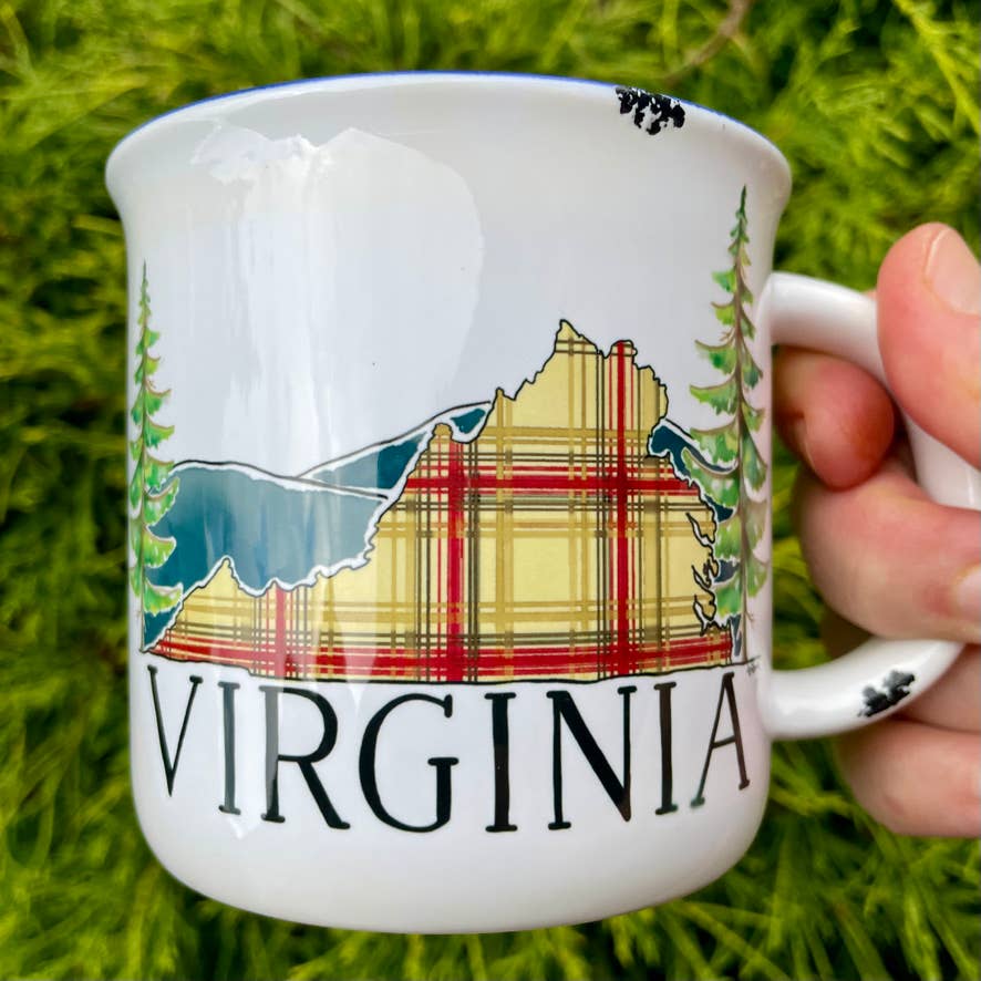 Sweetgum Studio - Wholesale Coffee Mug - Stoneware Distressed Mug with Blue Trim 14 oz.42