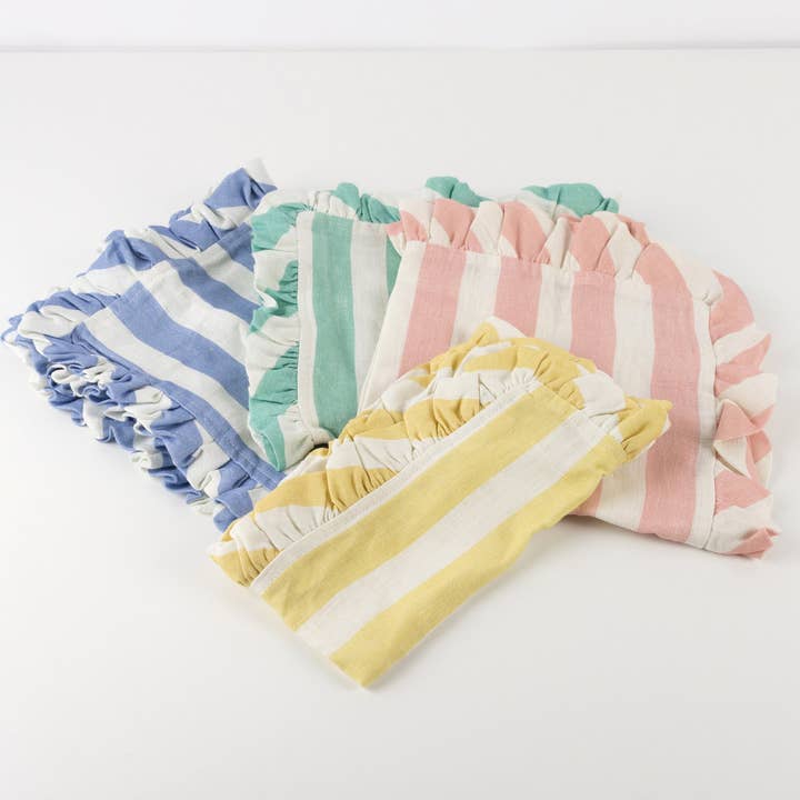 Stripe Ruffle Fabric Napkins for wholesale by Meri Meri