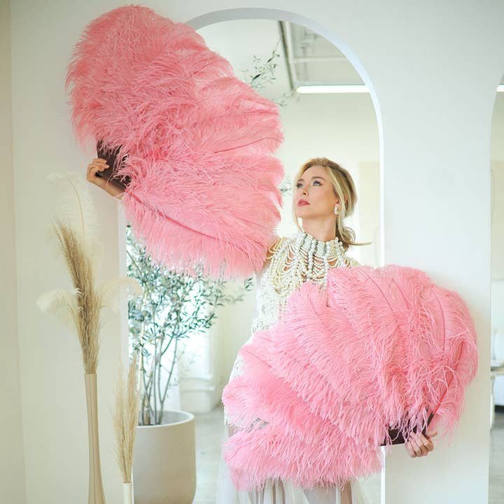 Ostrich Fan with Prime Ostrich Femina Feathers - Met Gala Potpourri for wholesale by Zucker Feather Products