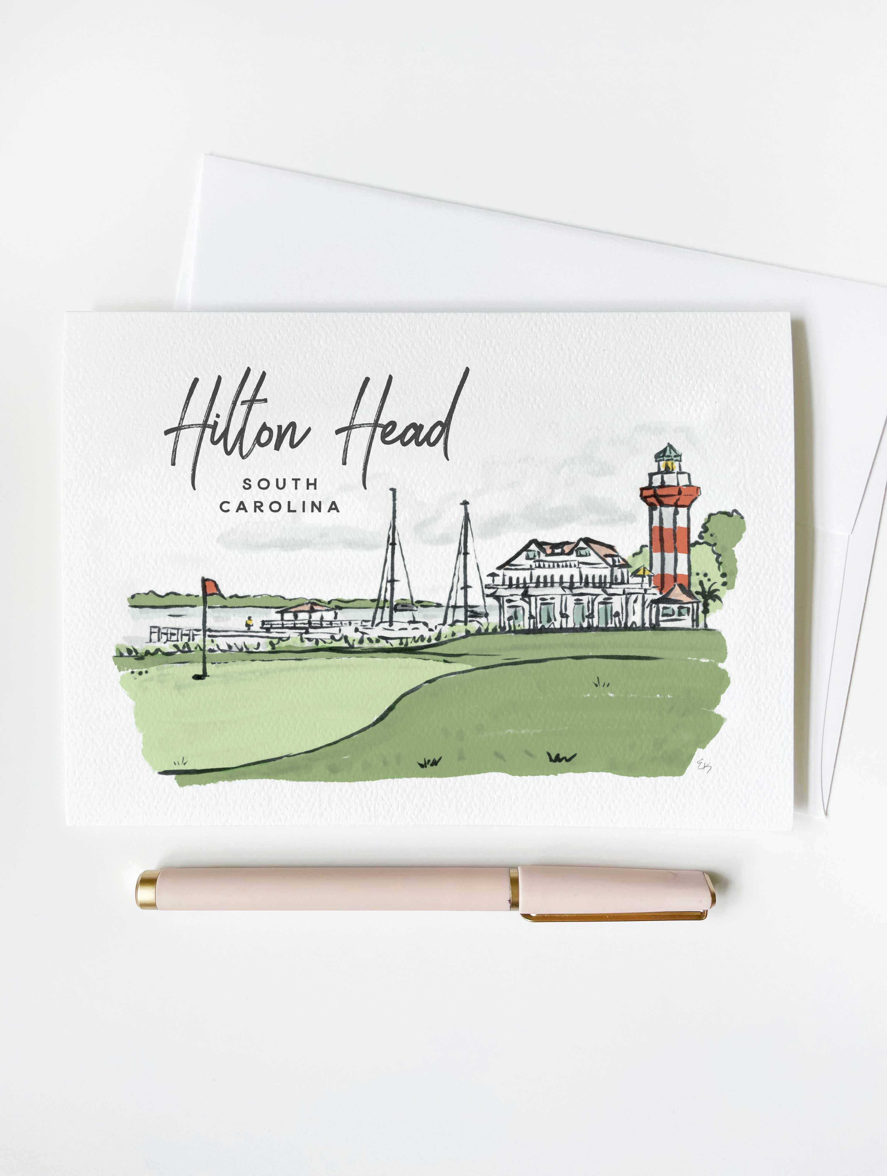 Texture Design Co - Wholesale Everyday Greeting Card - Sherbet Painted Streets - The Hilton Head Greeting Card1