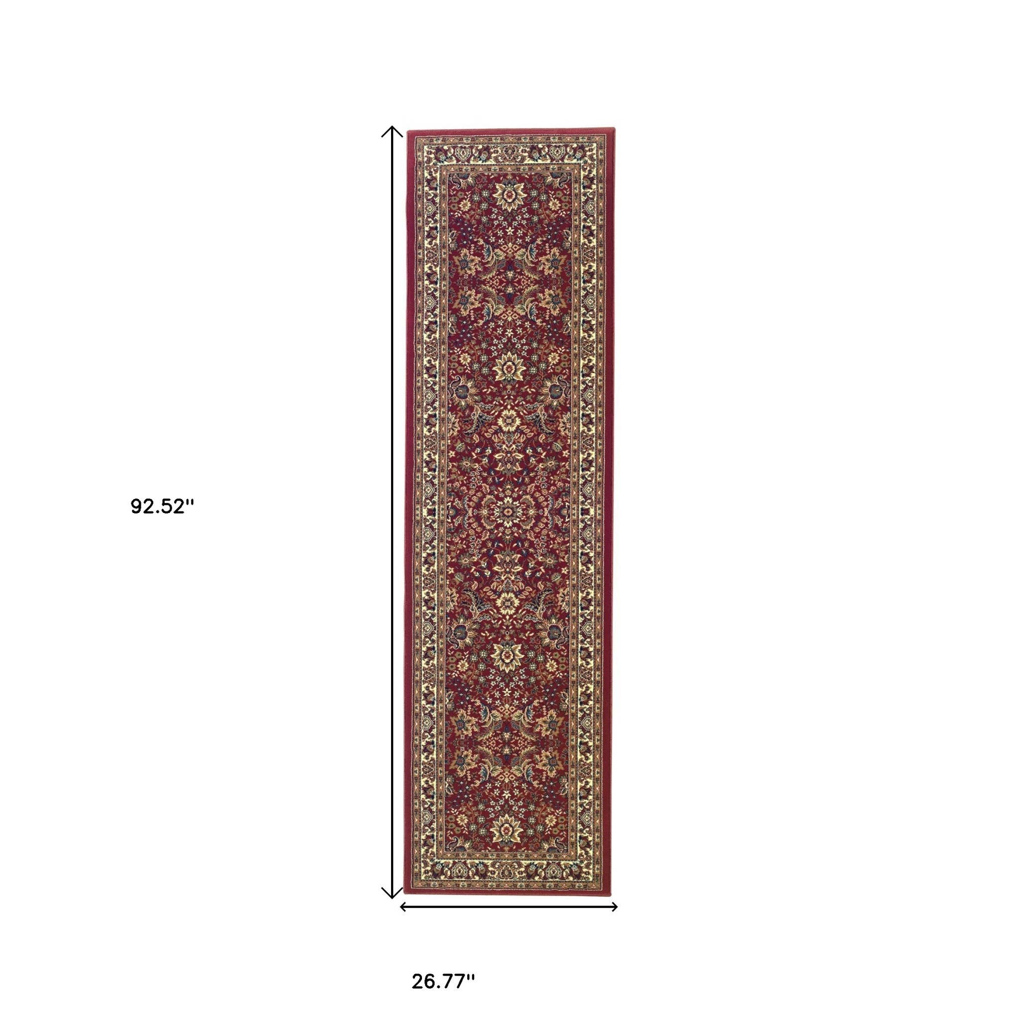 HomeRoots – wholesale Matta – 8' Röd och elfenbensfärgad orientalisk löpare matta2