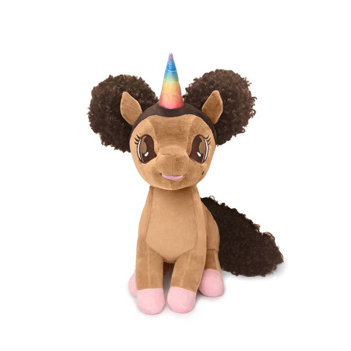 YOUnicorn Kidz – Großhandel Kuschel-/Plüschtier – Kind & Baby – Alexis Einhorn-Plüschtier mit Afro-Puffs, 15 Zoll1