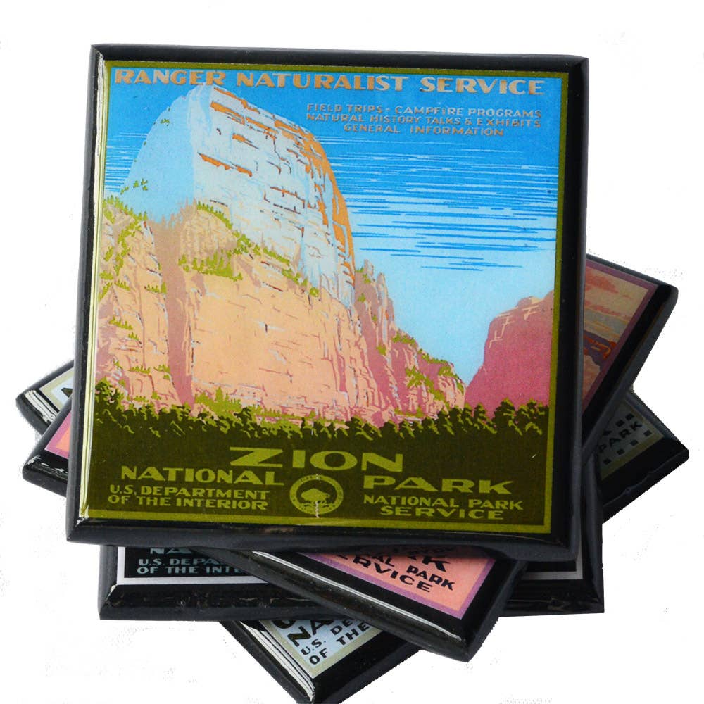 Cheltenham Road – wholesale Coasters – Vintage National Park Poster Drink Coaster Set1