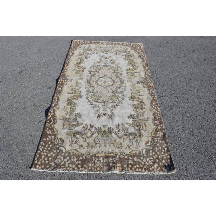 3,7x6,8 ft tyrkisk tæppe, vintage område tæppe, beige orientalsk uldtæppe for engroshandel hos The Loom Wholesale