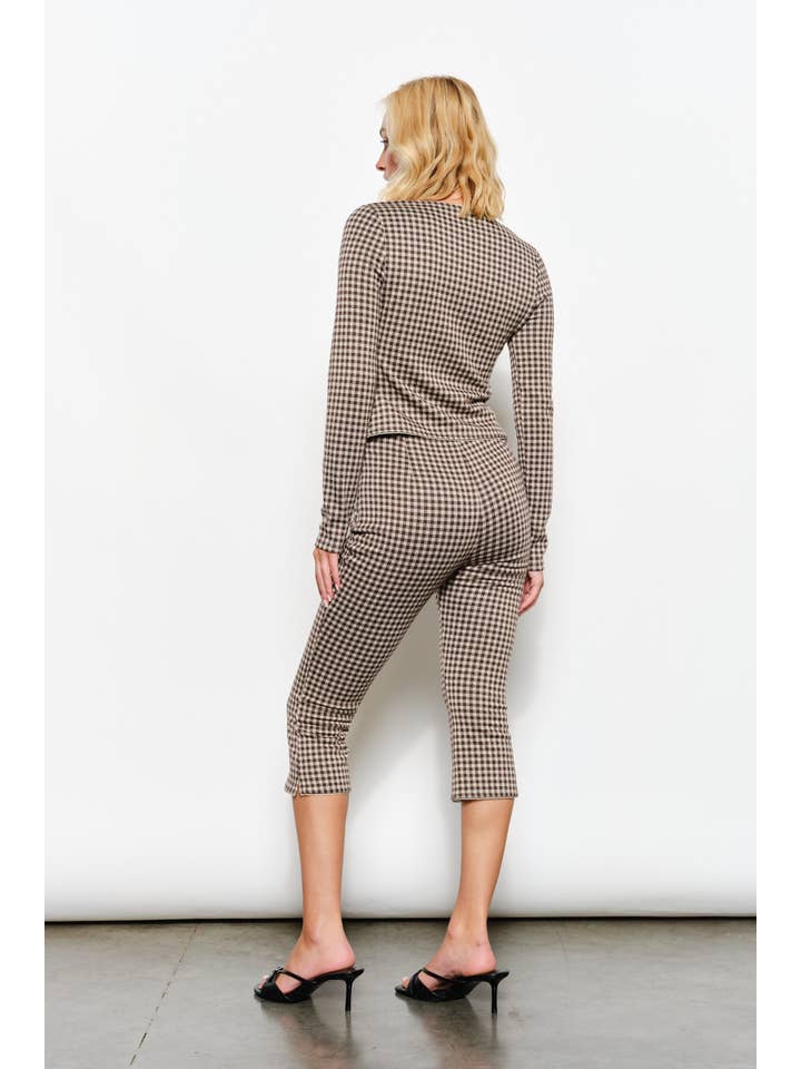 Bruin Multi KYLIE GINGHAM TOP – Speels, Retro, Zoet voor groothandel op Faire3