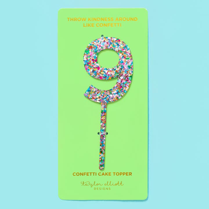 Taylor Elliott Designs - Wholesale Cake/Cupcake Topper - Colorful Confetti Cake Toppers Num 0-9 - Each - Min. 410