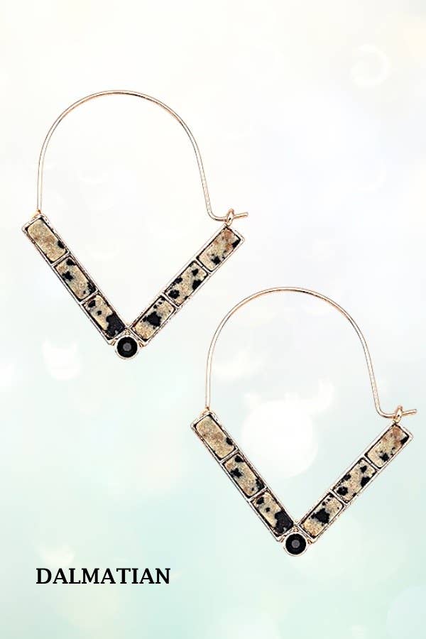Andrea Bijoux - Wholesale Hoop Earrings - SEMI PRECIOUS V DROP WIRE HOOP EARRING7