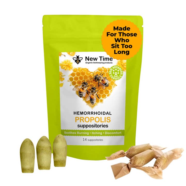 Suppositoires de Propolis Bio – Soulagement pour Hémorroïdes, Prostatite, Fissures, Gonflements & Démangeaisons – 14 unités – pour Hommes, Femmes, Conducteurs, Employés de Bureau, Utilisation Post-Partum pour la vente par 1newtime LLC