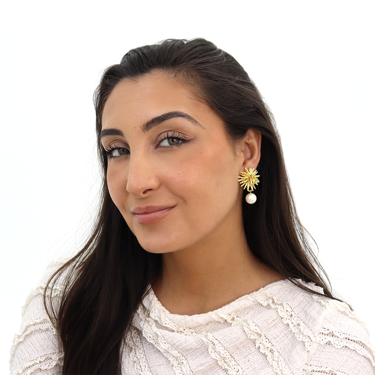 KARINE SULTAN - Wholesale Clip-On Earrings - Starburst Clip-Ons Statement Earrings with Pearl Drop1