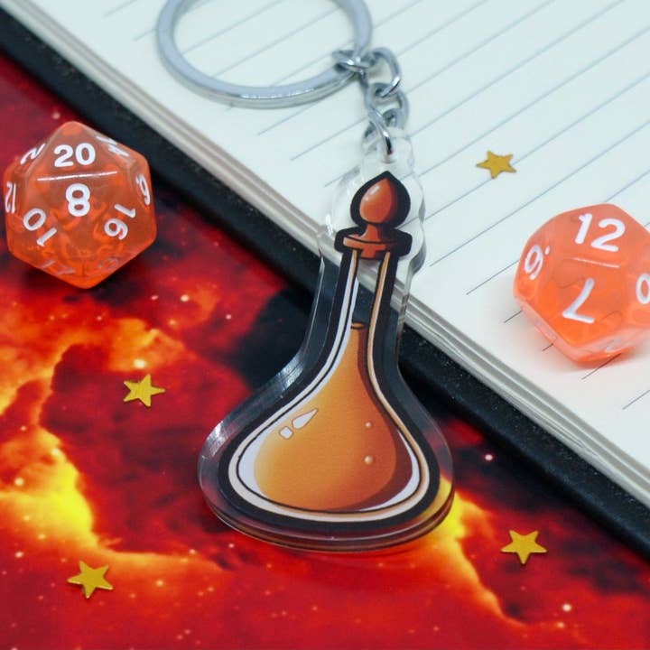 Burrows Arts - Wholesale Keychain - Unisex - Orange Potion Bottle Acrylic Keychain