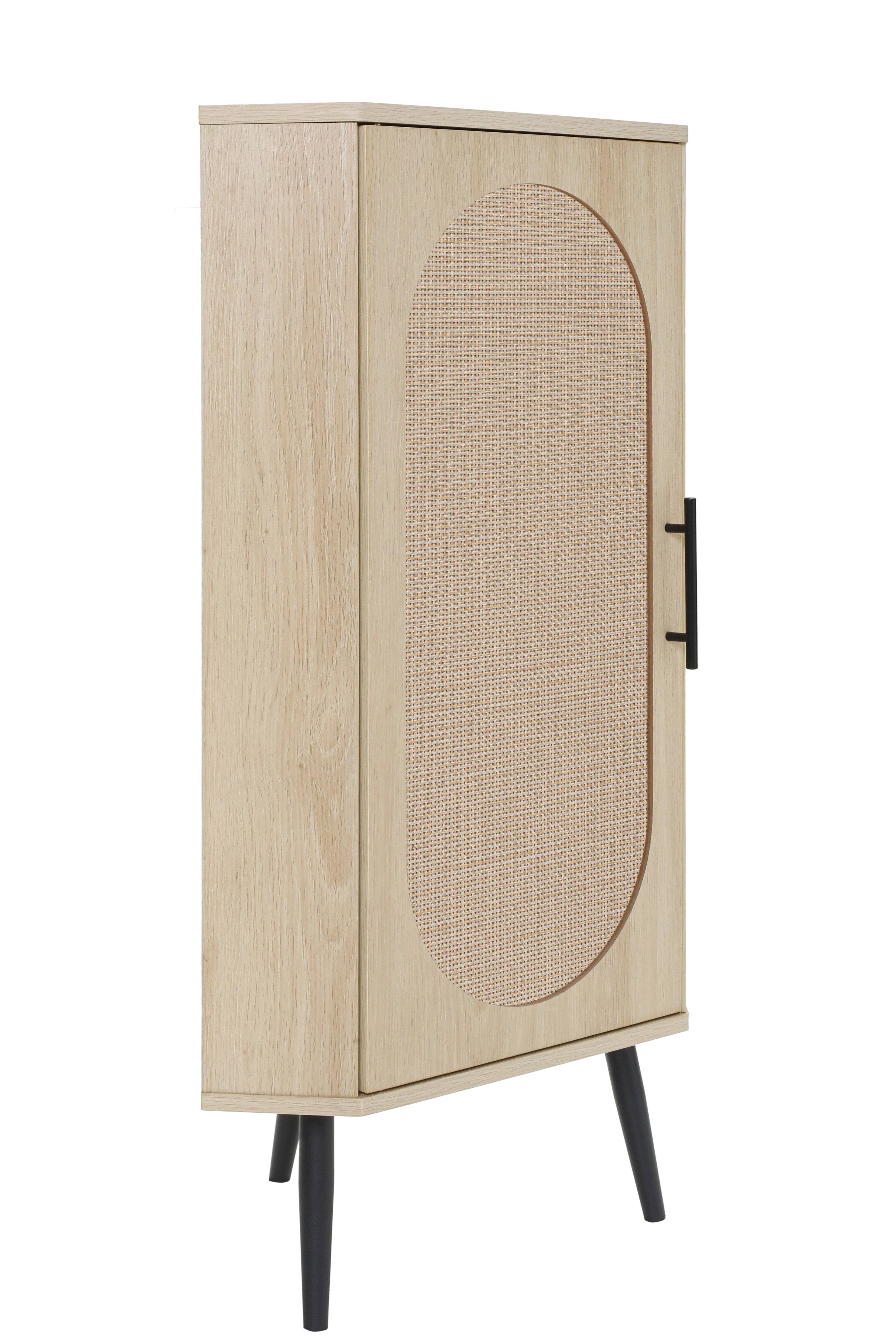 Orange County Decor - Wholesale Cabinet - Corner Cabinet ,Rattan Door,Freestanding Corner Tables For Small Spaces, Corner Shelf Stand For Living Room, Kitchen, Bathroom, Bedroom Natural Particle Board3