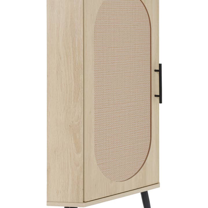 Orange County Decor - Wholesale Cabinet - Corner Cabinet ,Rattan Door,Freestanding Corner Tables For Small Spaces, Corner Shelf Stand For Living Room, Kitchen, Bathroom, Bedroom Natural Particle Board3