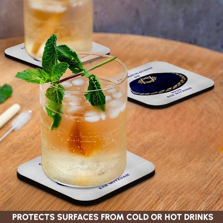 3dRose – Base de copos por atacado – 3dRose, Rapaz do Bar Mitzvah, Base para Copos9