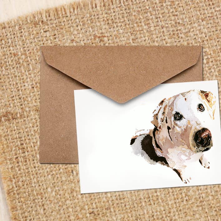 Yellow Labrador Patiently Waiting Art Note/Greeting cards for wholesale by edswatercolours