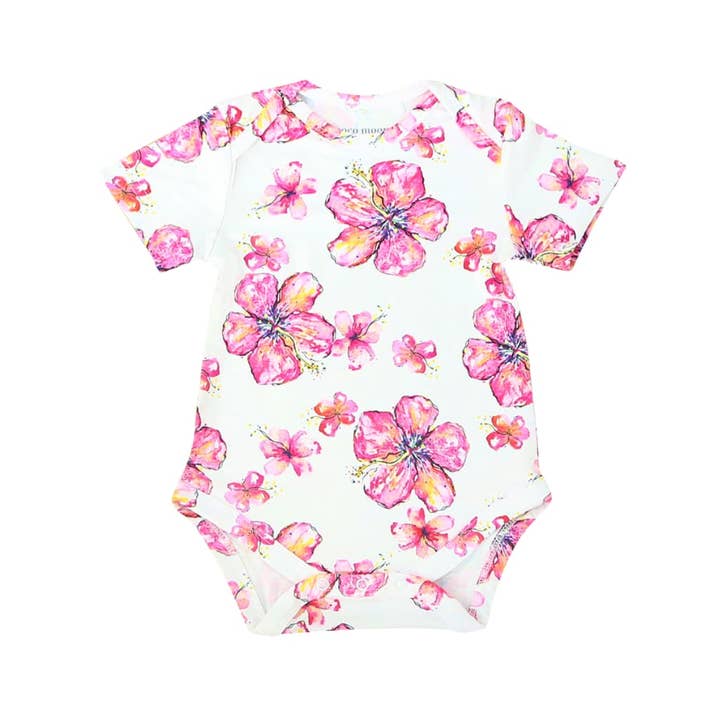 Coco Moon - Wholesale Bodysuit (Non-Footed) - Baby - Hibiscus Kiss Baby Bamboo Onesie