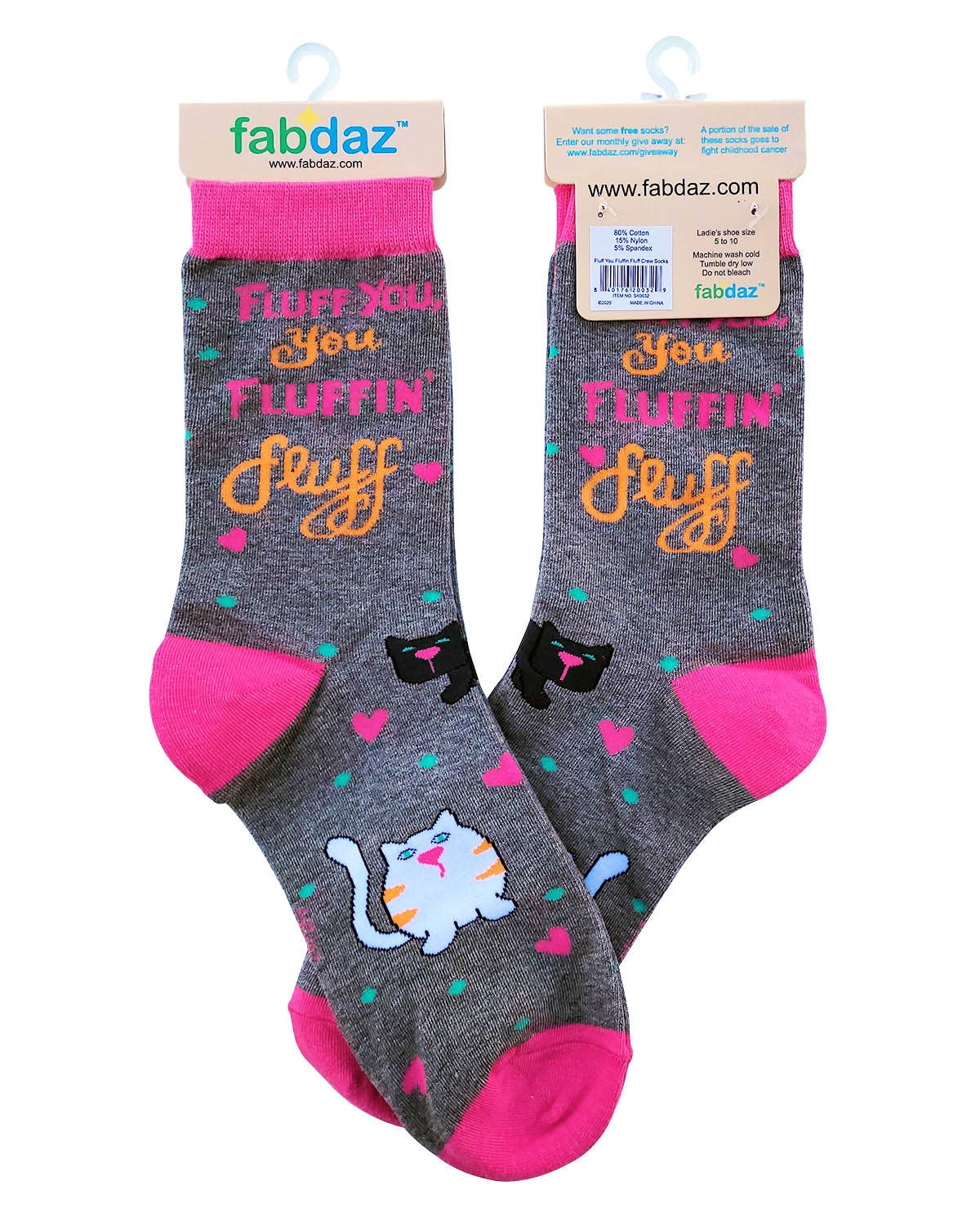 Fabdaz - Wholesale Socks - Women's - Fluff You You Fluffin' Fluff Sassy Women's Crew Socks with Cats4