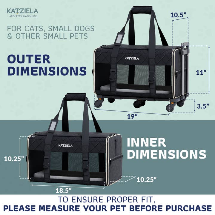 Katziela - Wholesale Pet Carrier - Cat/Dog - Katziela® Quilted Chariot PRO Pet Carrier