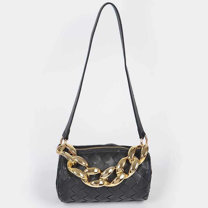 Braided Crossbody Bag W/Oversized Chain for wholesale by 3AM BY H&D ACCESSORIES