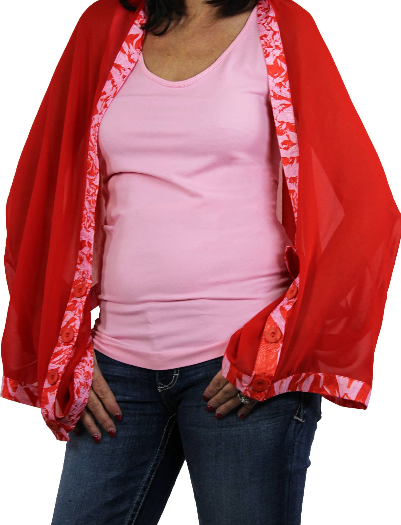 The Magic Scarf Company – wholesale Wrap – Women's – 1036 - Origami Trim Button Shawl/Shrug11