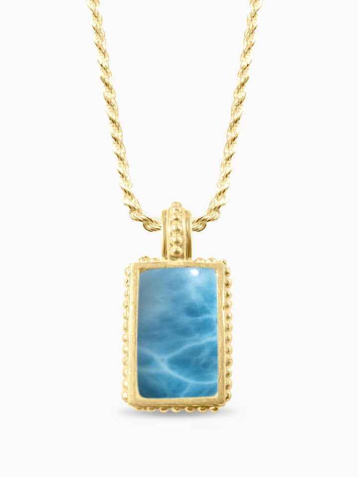 Larimar Gold Large Pendant Blue Depth for wholesale by Larimar Magic