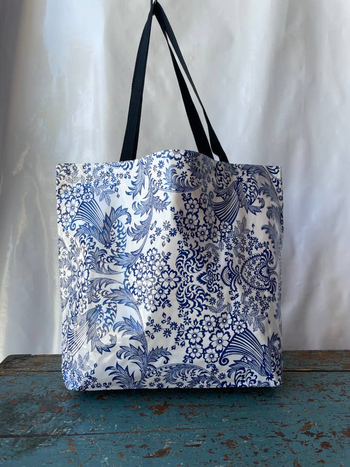 Paradise Blue Large Tote for wholesale by Oilcloth International