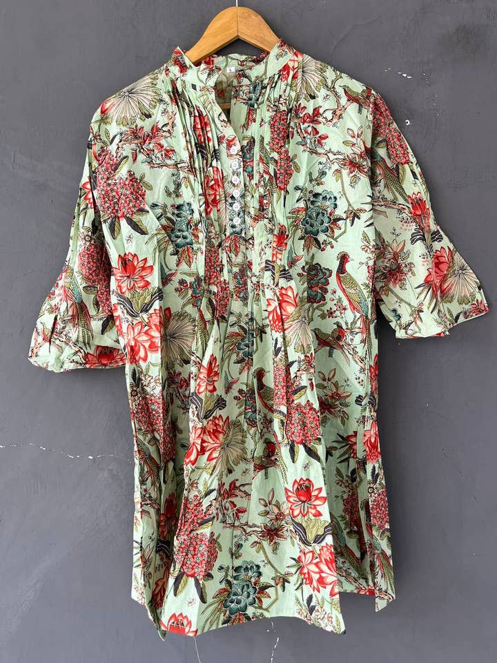 Cotton Floral Printed Kurtis Indian Women Short Kurtis Dress for wholesale by Bhawana Handicrafts