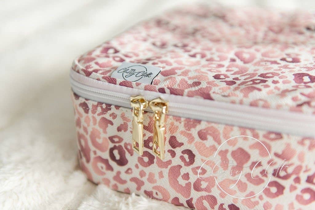 The Classy Cloth WS - Wholesale Make-up tas/toilettas - Mega make-up hoesje - Roségouden luipaard RTS4