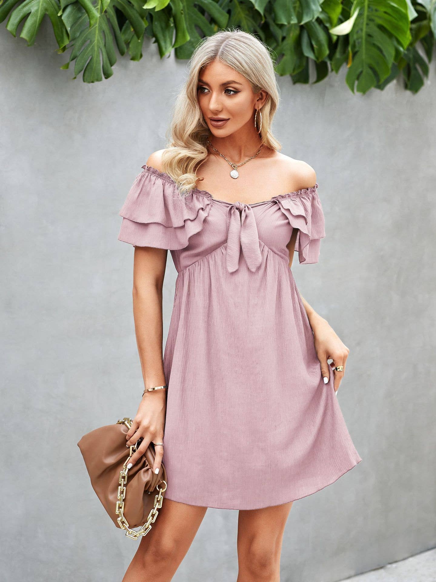 eLook - Wholesale Jurk - Dames - SZ1-DR1008 Off Shoulder Jurk met ruches11