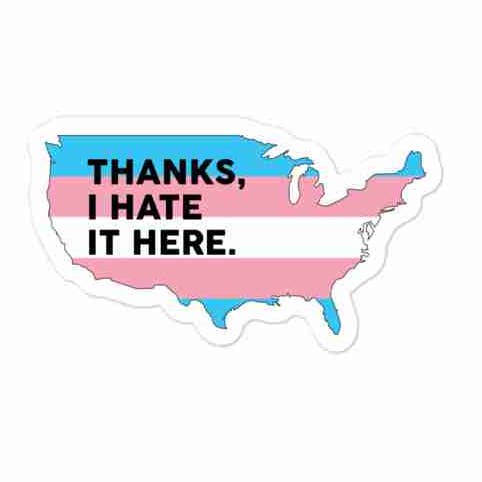 Adesivo Grazie, odio qui - Trans (Usa) per la vendita all'ingrosso da parte di Missing Link Artistry