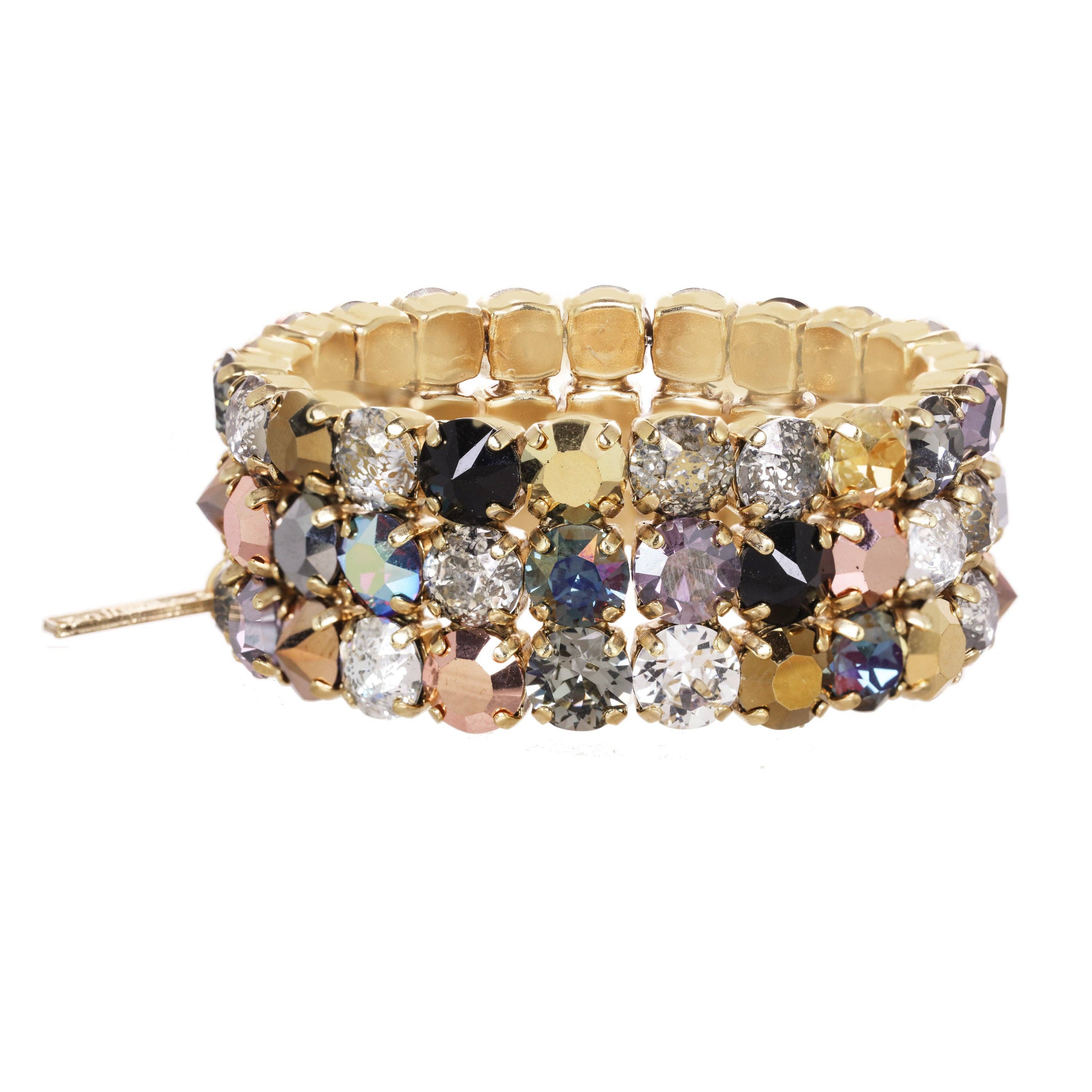 TOVA - Wholesale Bangle Bracelet - Olivia 3 Strand Stretch Bracelet in Metallics1