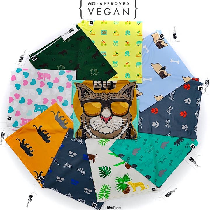 Scarf Designers – Engroshandel Bandana - Unisex – Blå bandana med hundemønster3