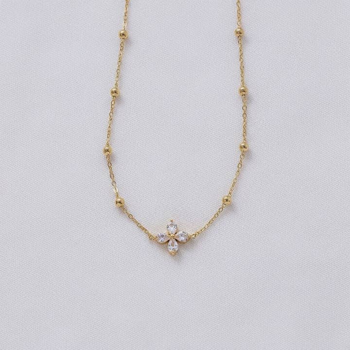 Clover Zirconia Necklace and Bracelet Set for wholesale by paperln