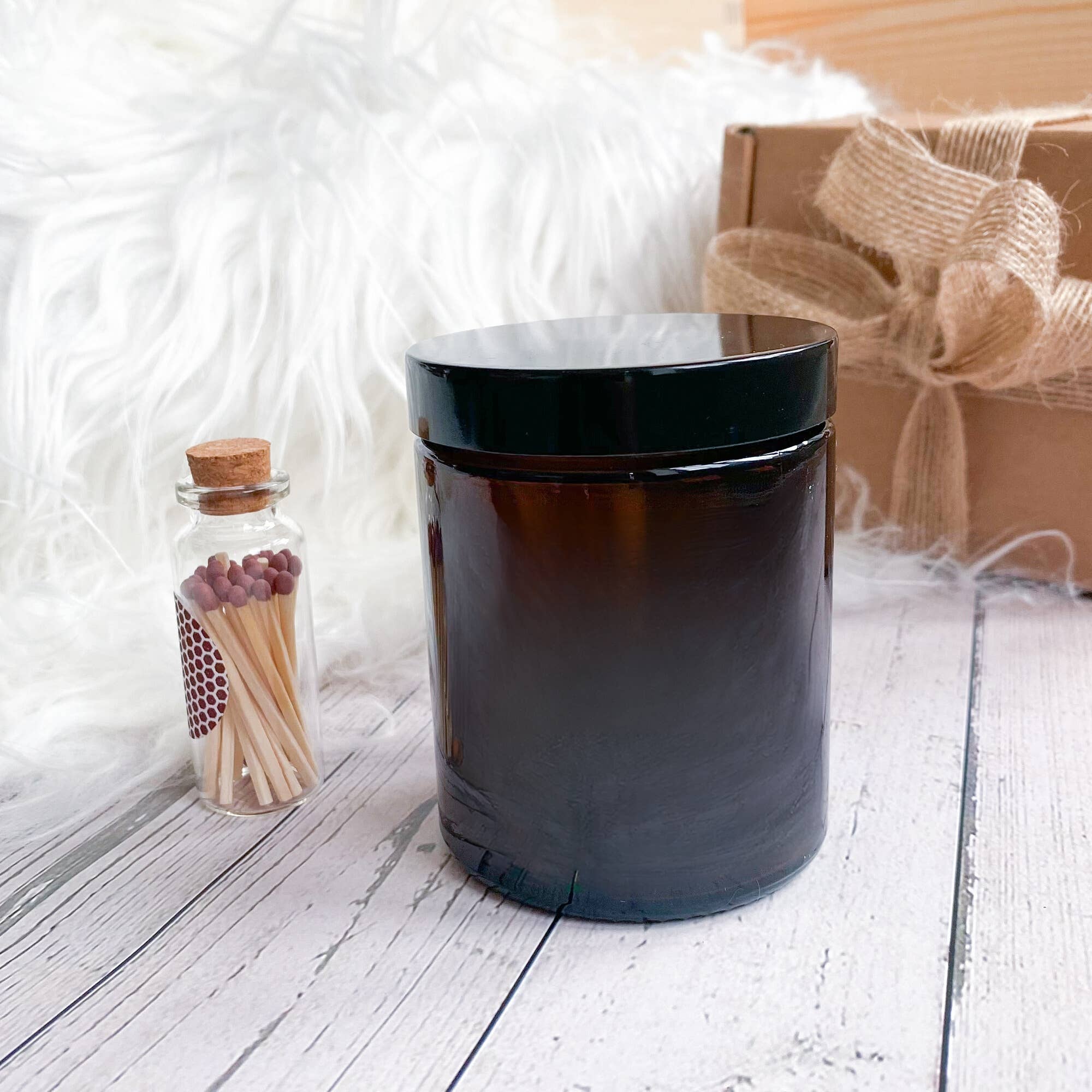 Happy Inky - Vente Bougie en bocal - Bougie végane en cire de soja avec couvercle en bois – pots noirs ou blancs3