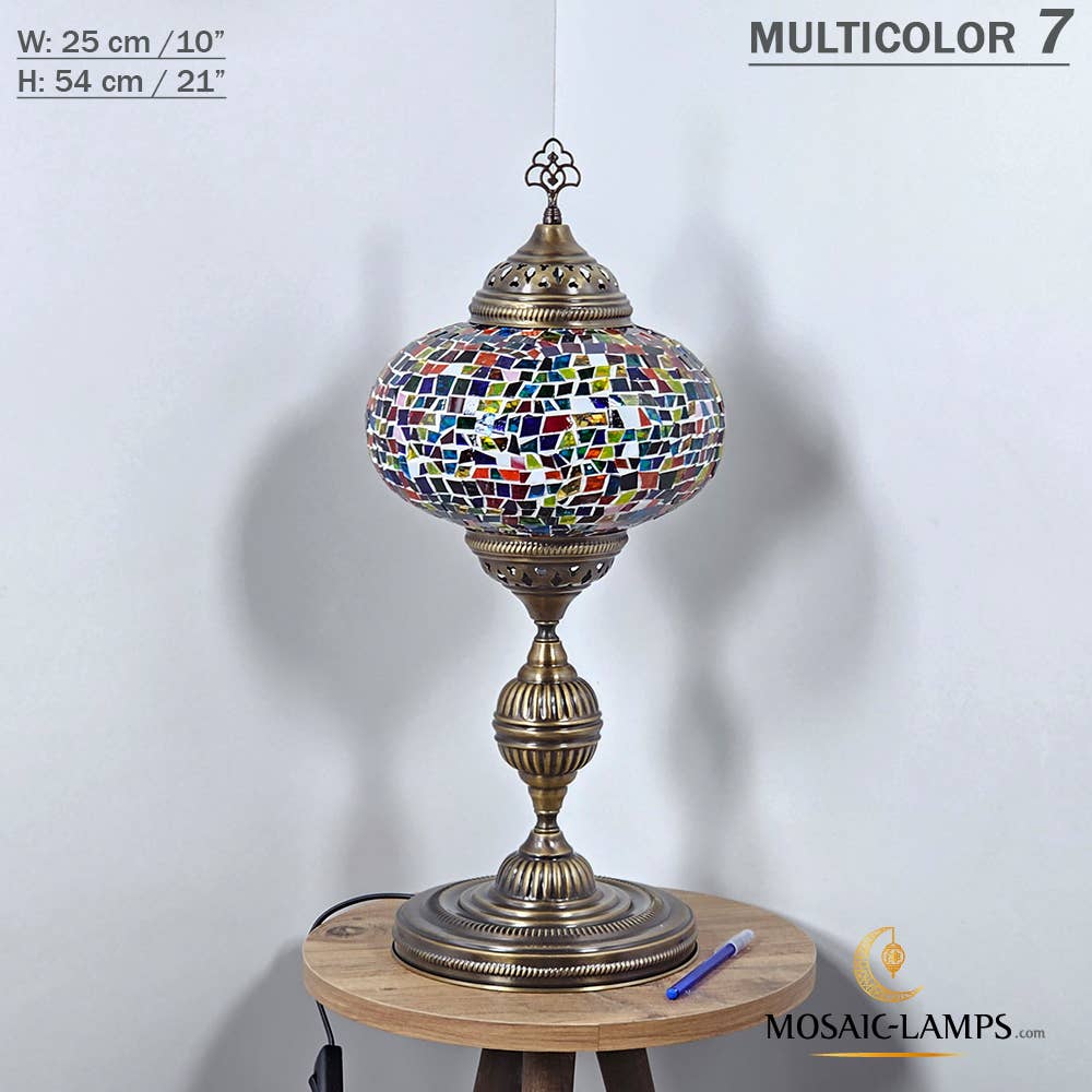 Mosaic Lamps - Wholesale Accent/Desk Lamp - 10+ Colors - Turkish Mosaic X Large Globe Table Lamp, Marrak50