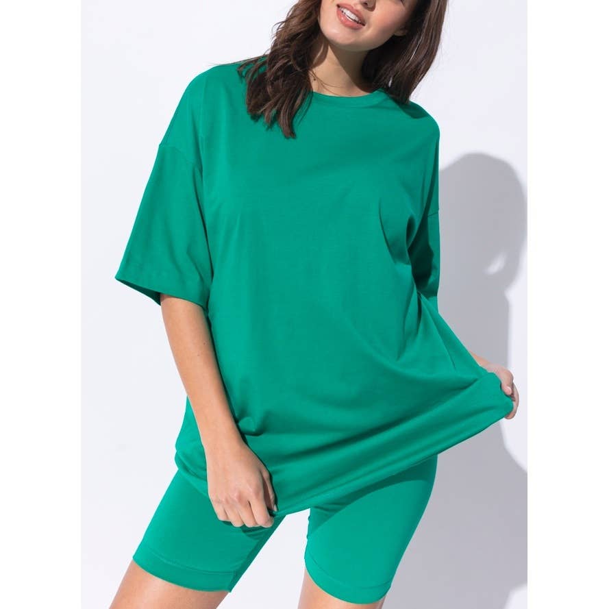 Coloring You – Conjuntos Casual - Mulher por atacado – FSG-ST8296 CONJUNTO DE SHORTS DE CAMISETA DE GRANDES DIMENSÕES E CAMISA DE MOTOQUEIRO2