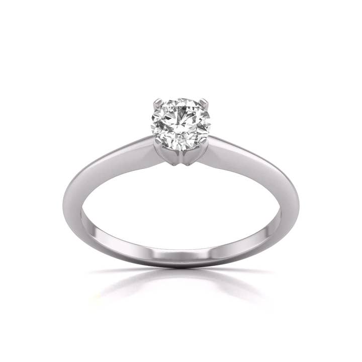 Anillo solitario de 4 puntas con diamantes de laboratorio de 0,25-1,5 quilates en oro de 14 k para venta al por mayor de TimeLe$$ Classics