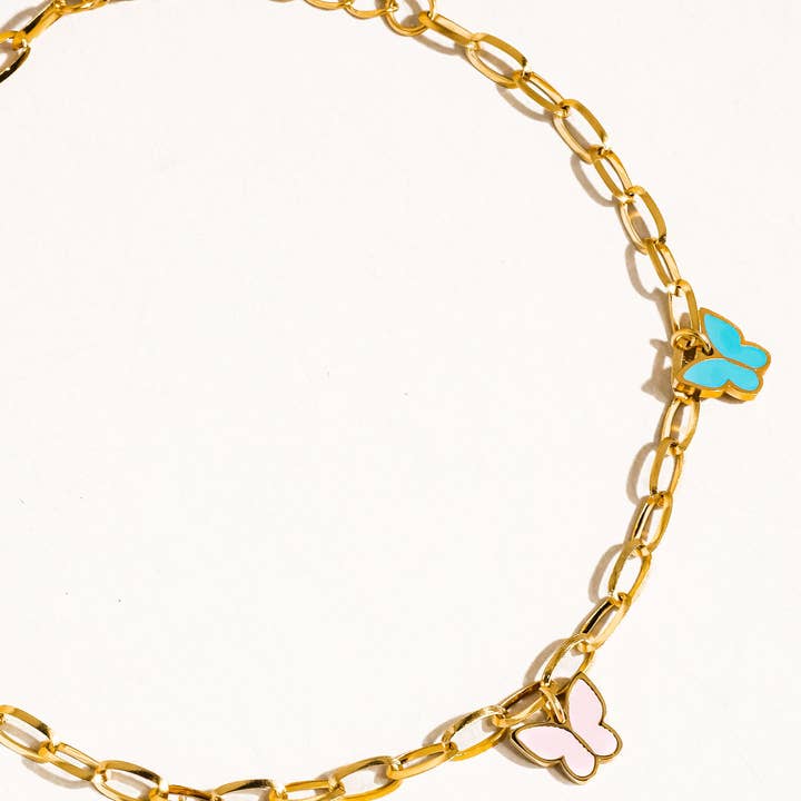 Multi-farvet Villa 18K Guld Ikke-plettet Flerfarvet Sommerfugleankler for engroshandel på Faire2