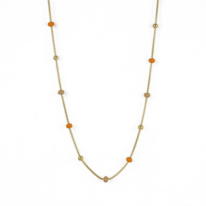 Globe Emalj Lång Halsband Orange/Guld för wholesale av Bud To Rose