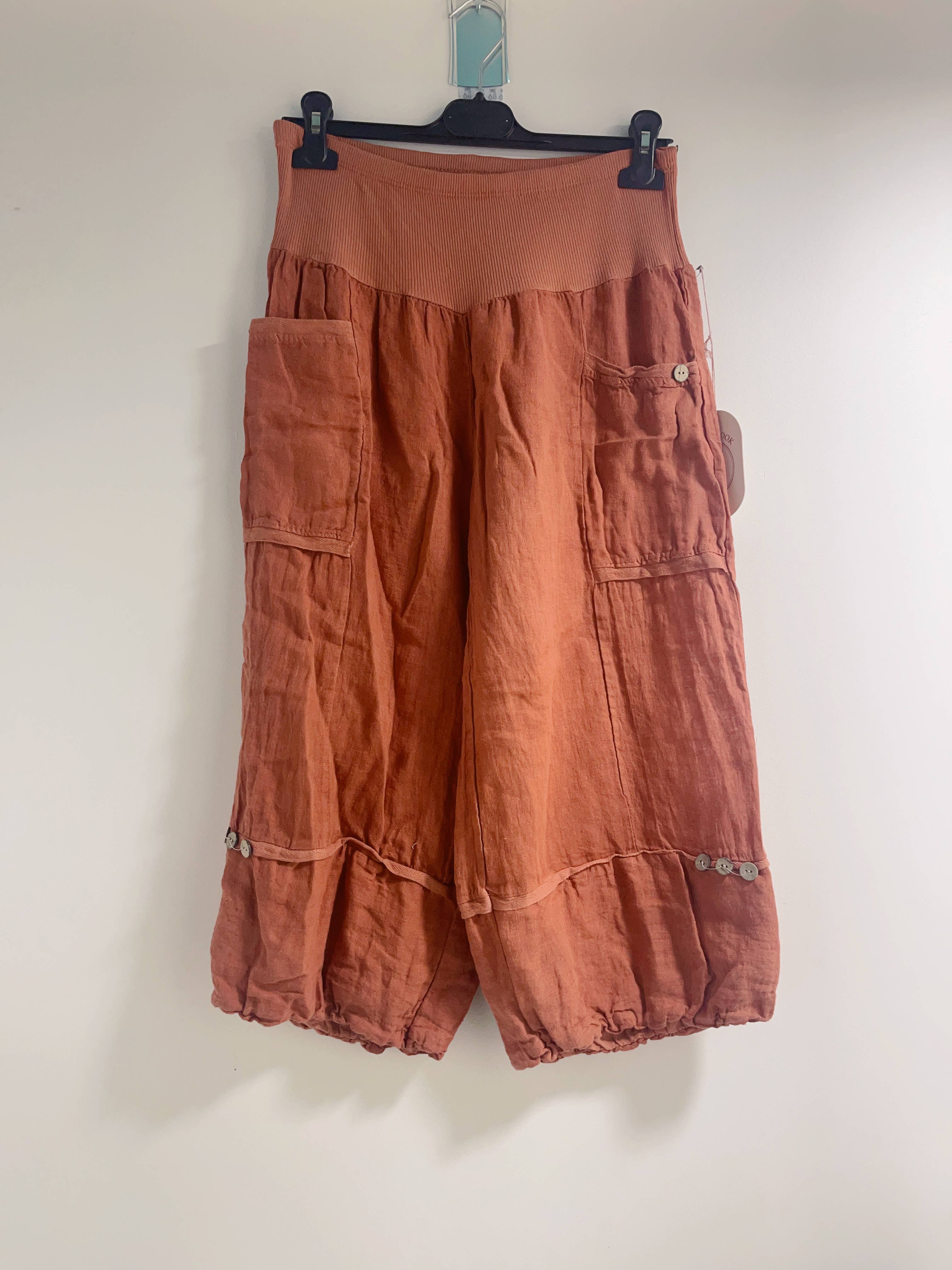 Happy look - Wholesale Shorts - Women's - Linen cropped pants with 4 pockets16