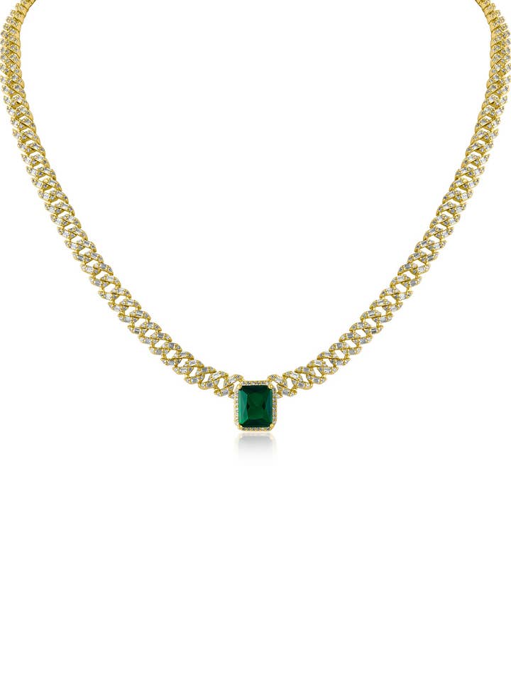 Emerald Center CZ kæde halskæde for engroshandel hos CZ by Kenneth Jay Lane