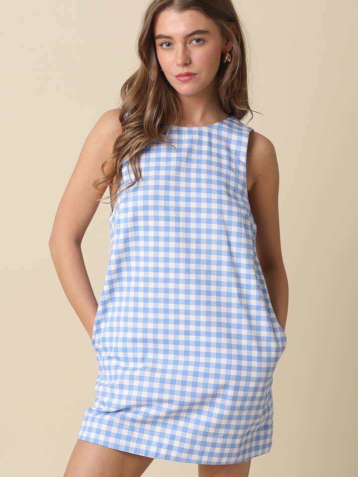 Abito Mini con Schiena Scoperta a Quadretti Rylie per la vendita all'ingrosso da parte di Olivaceous