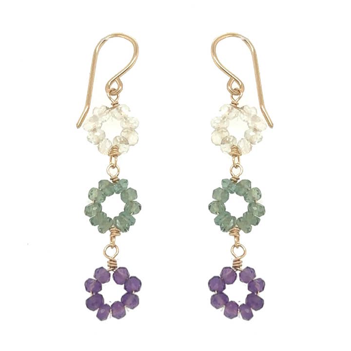 Desert Bloom - Amethyst and Apatite Floral Earrings for wholesale by Vannucci