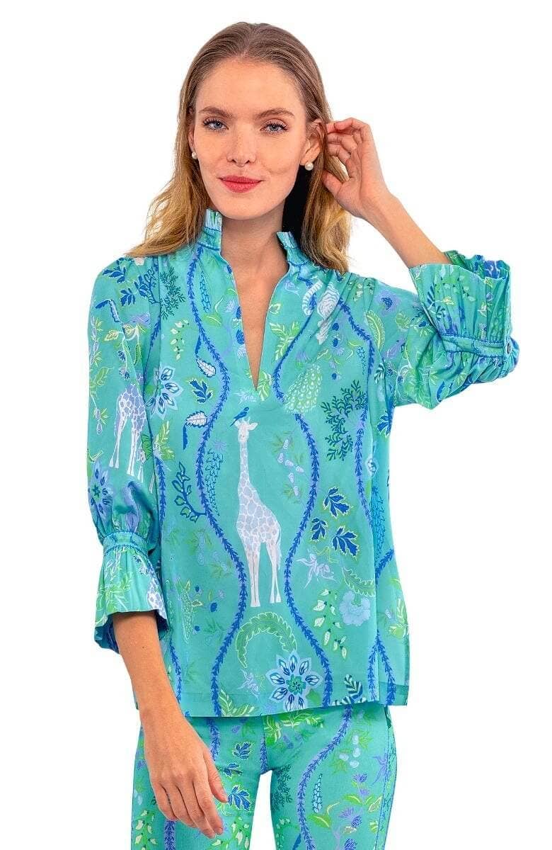 Gretchen Scott LLC - Wholesale Tunic - Women's - Ruffleneck Tunic - Jungle Symphony28