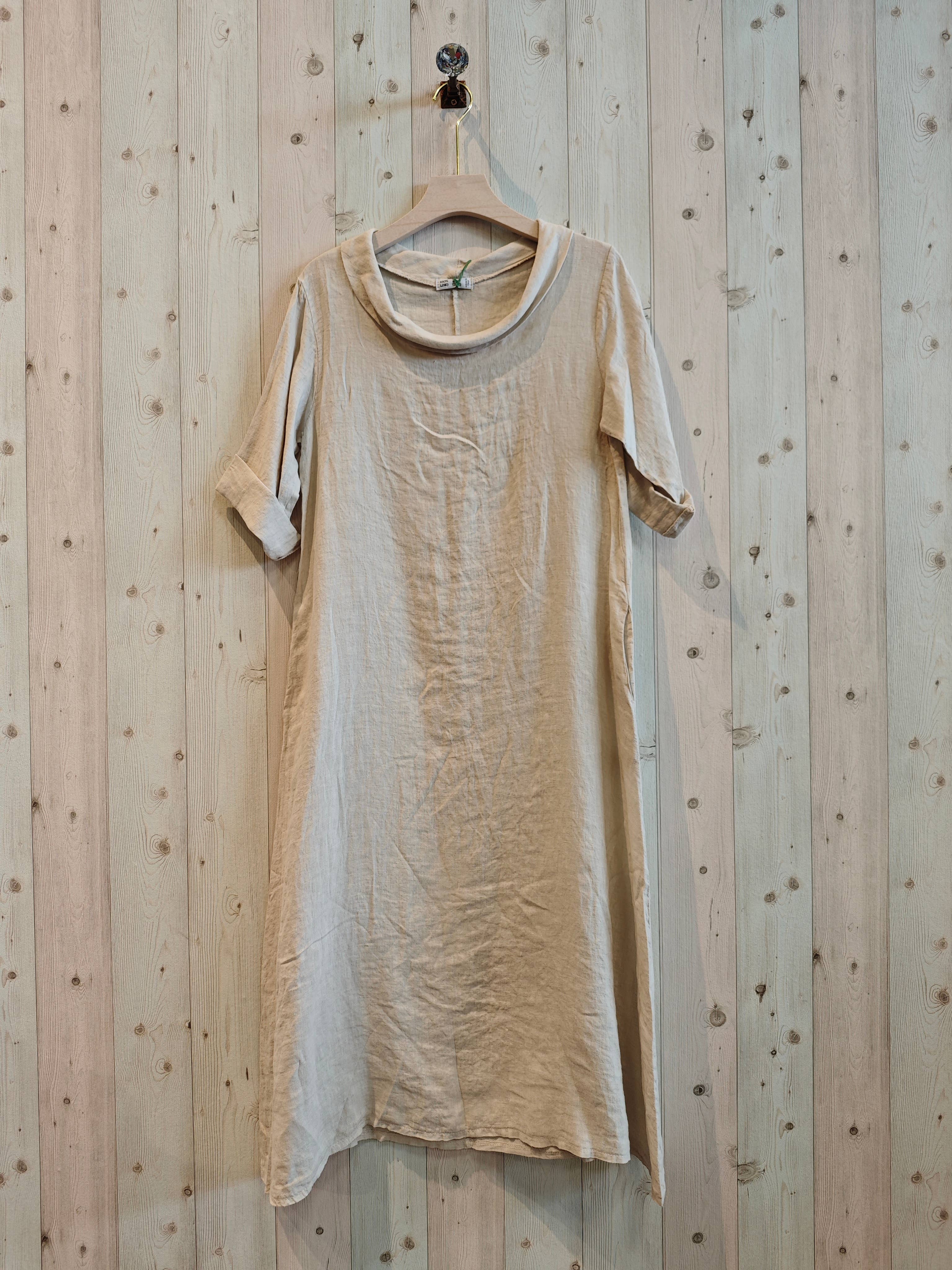 Linen & More – Vestido - Mulher por atacado – REF 25812 VESTIDO COMPRIDO DECOTE BARCO LINHO 100%0