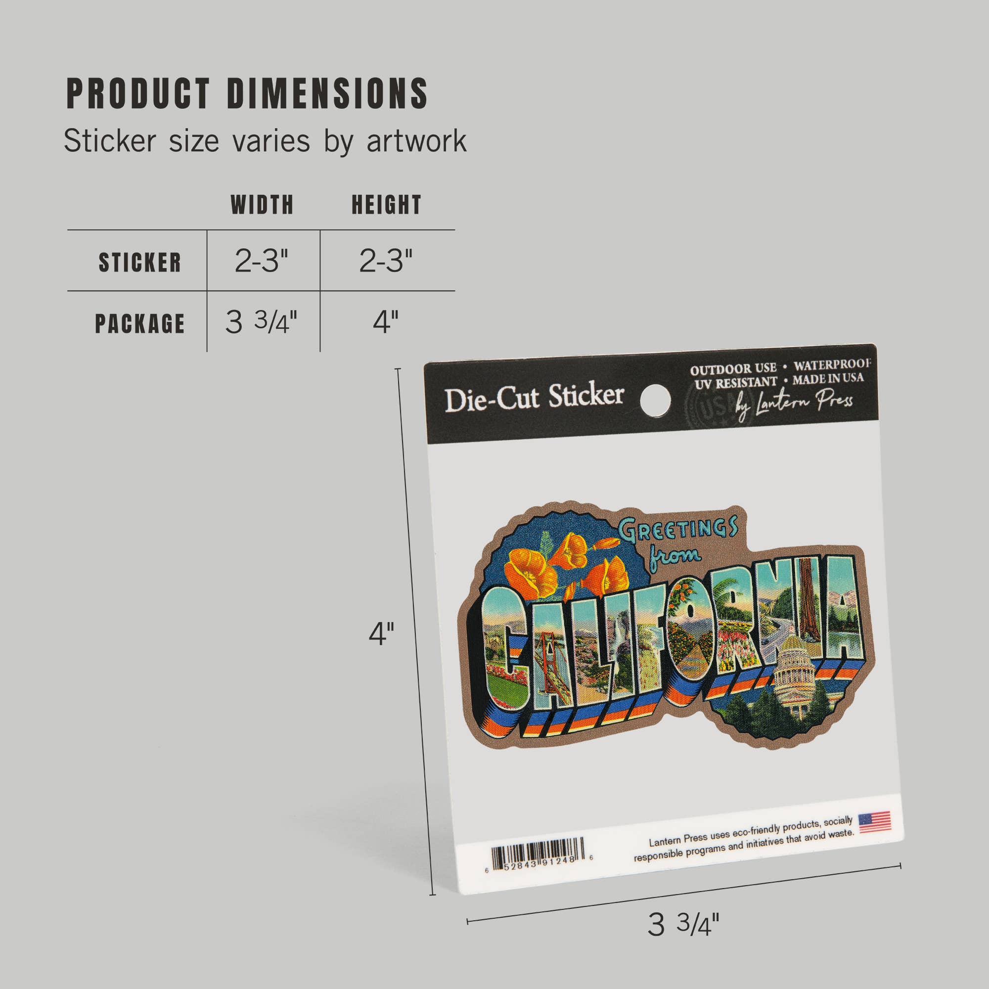 Lantern Press - Venta al por mayor Pegatina - STICKER Saludos desde California4