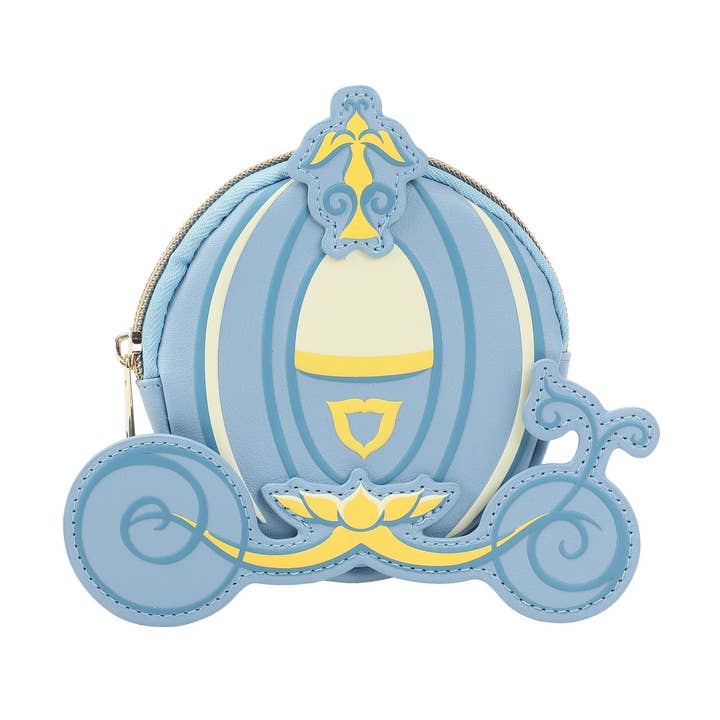 Disney Cinderella Enchanted Carriage Blue 5" Coin Pouch Wristlet Wallets for wholesale by Bioworld Merchandising