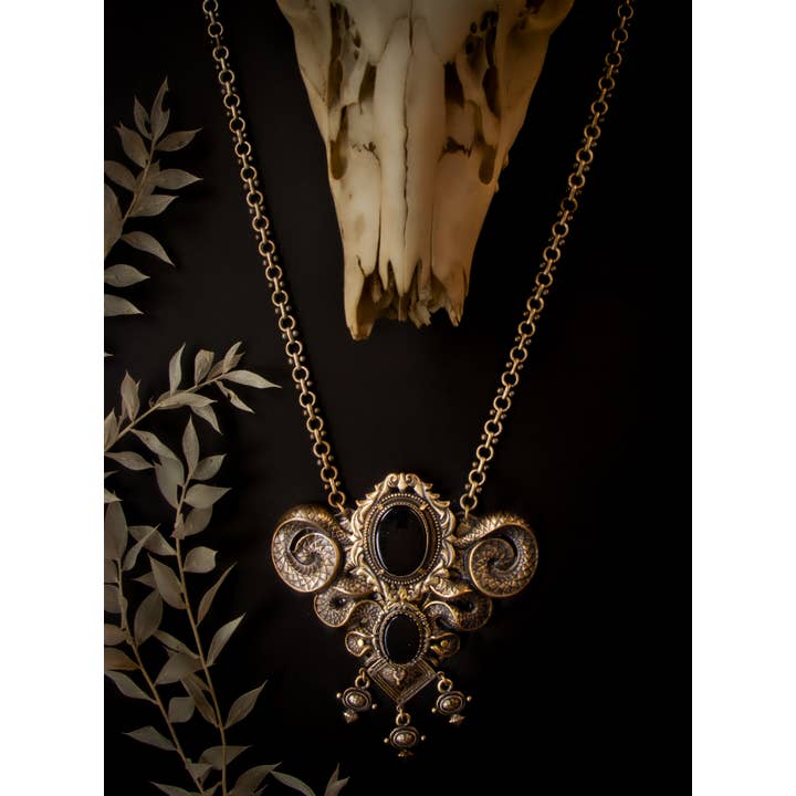 Trollbinde - Wholesale Bib Necklace - Serpent Fire: Twin Coils Plate Pendant3